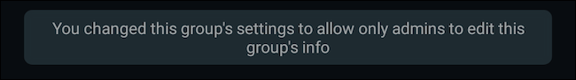 Informazioni sul gruppo modifica accesso modifica notifica WhatsApp