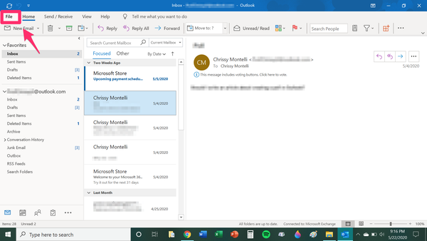 Come modificare il nome visualizzato in Outlook 1