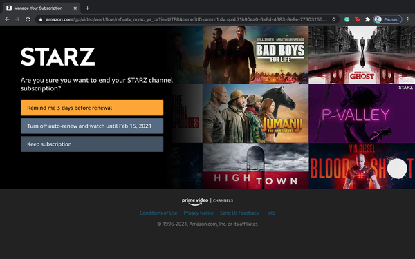 Come cancellare STARZ su Amazon 4