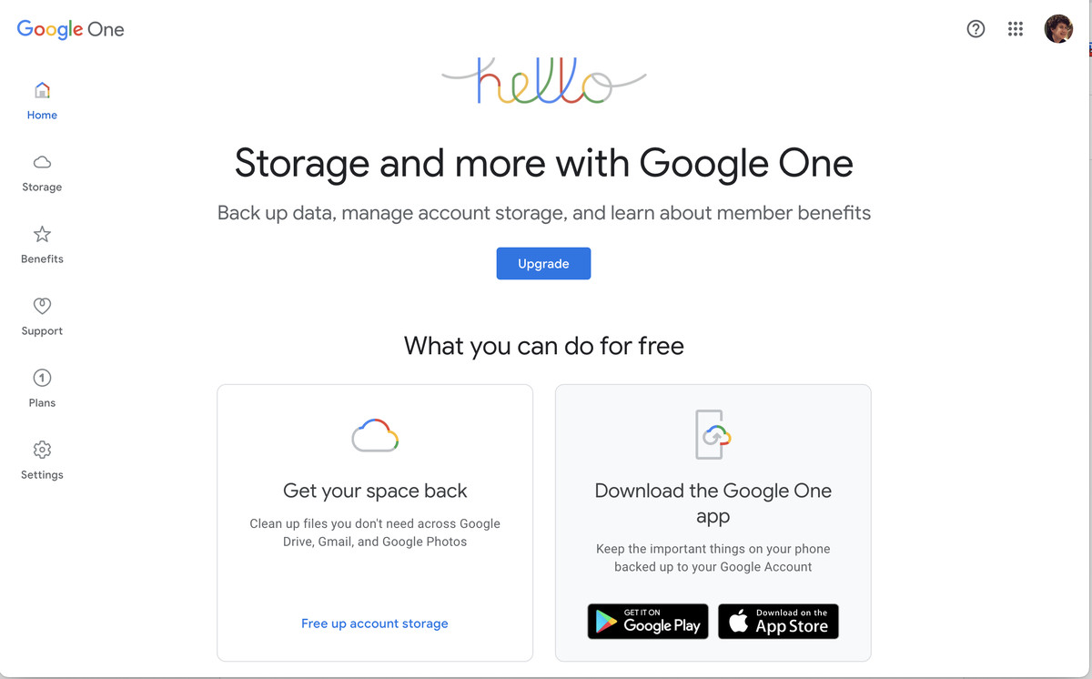 La pagina di Google One include uno strumento per aiutare a liberare spazio di archiviazione.