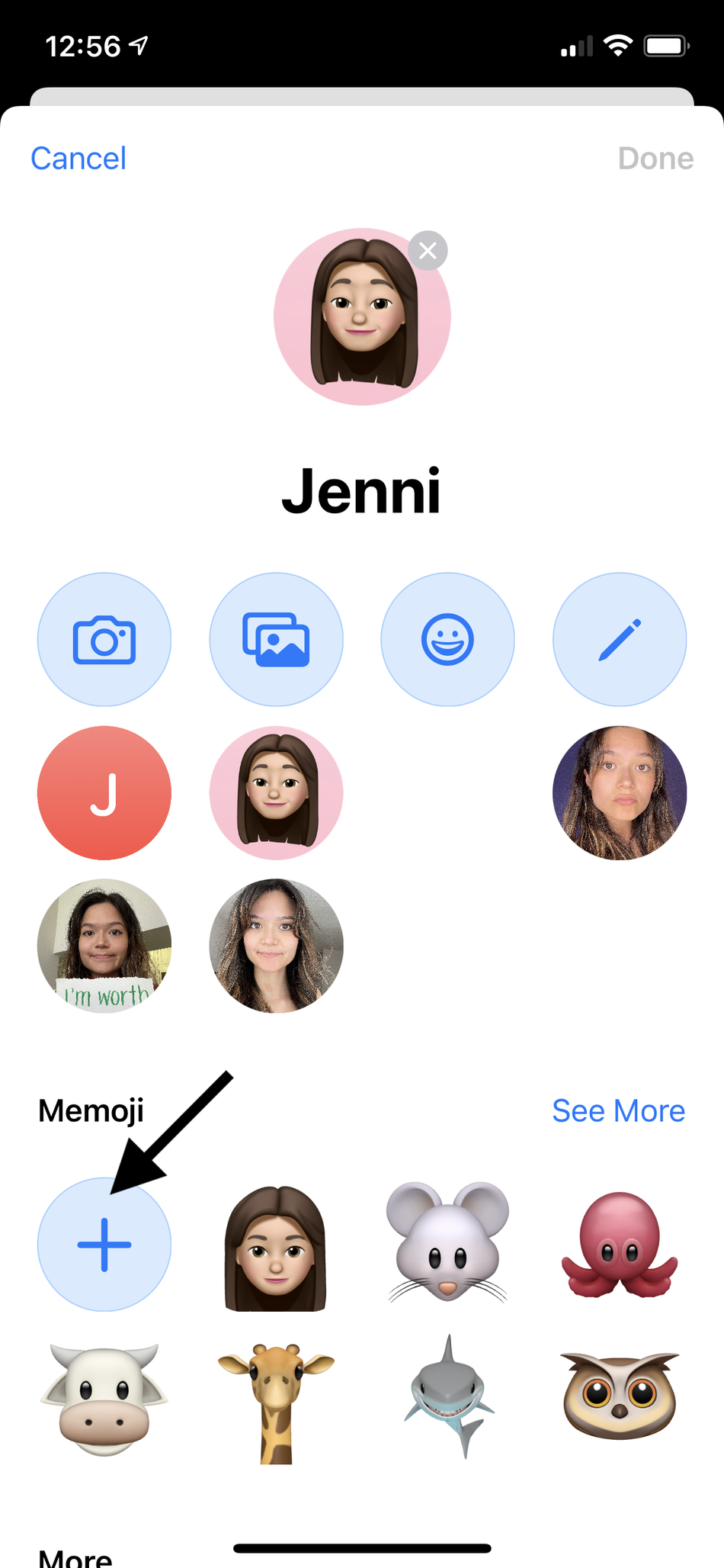 Puoi modificare l'aspetto attuale del tuo Memoji qui.