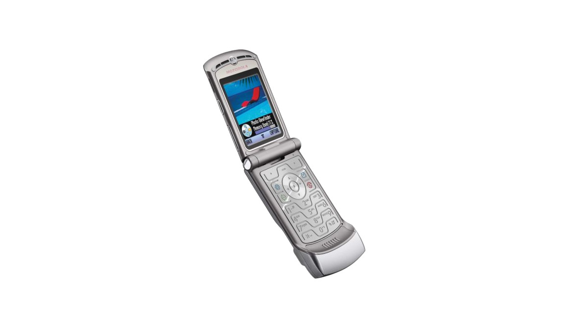 Il telefono Motorola Razr (2004) aperto.