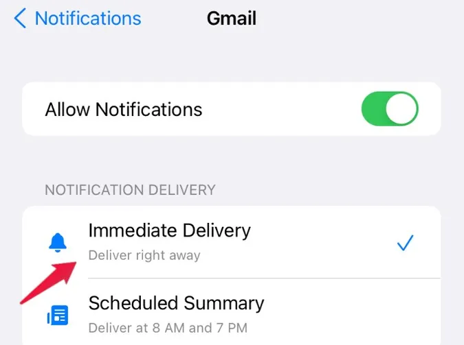 impostazioni delle opzioni di consegna gmail