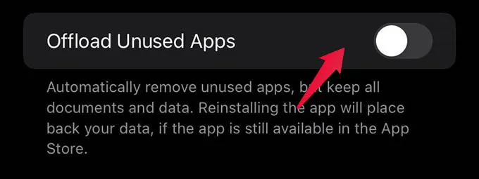Disable offloading unused apps on iPhone to fix iPhone apps disappearance