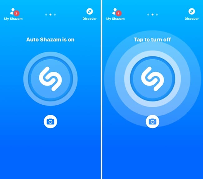 Disattiva Shazam automatico nell'app