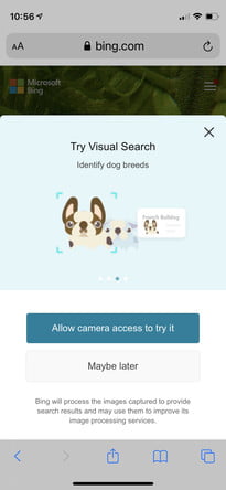 come eseguire una ricerca inversa di immagini in Android ios bing2