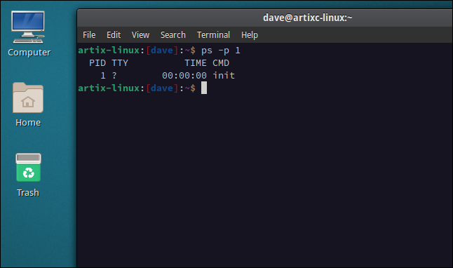 Desktop Artix Linux con una finestra di terminale aperta