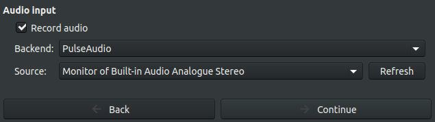 Impostazioni audio SimpleScreenRecorder