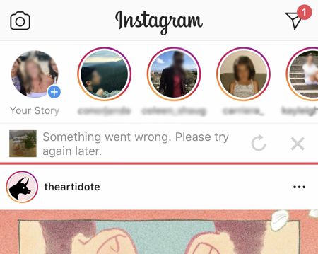 messaggio di errore perché instagram non ha caricato correttamente una foto