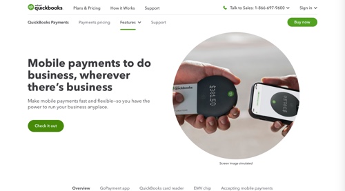 Home page di QuickBooks GoPayment