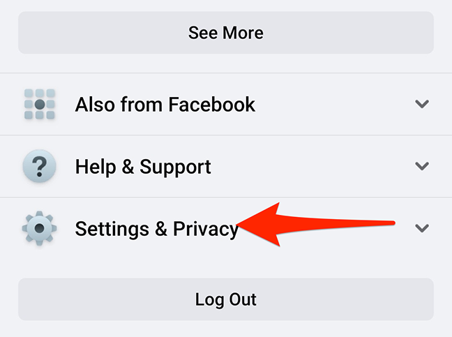 Seleziona "Impostazioni e privacy" nel "Menu" dell'app Facebook.