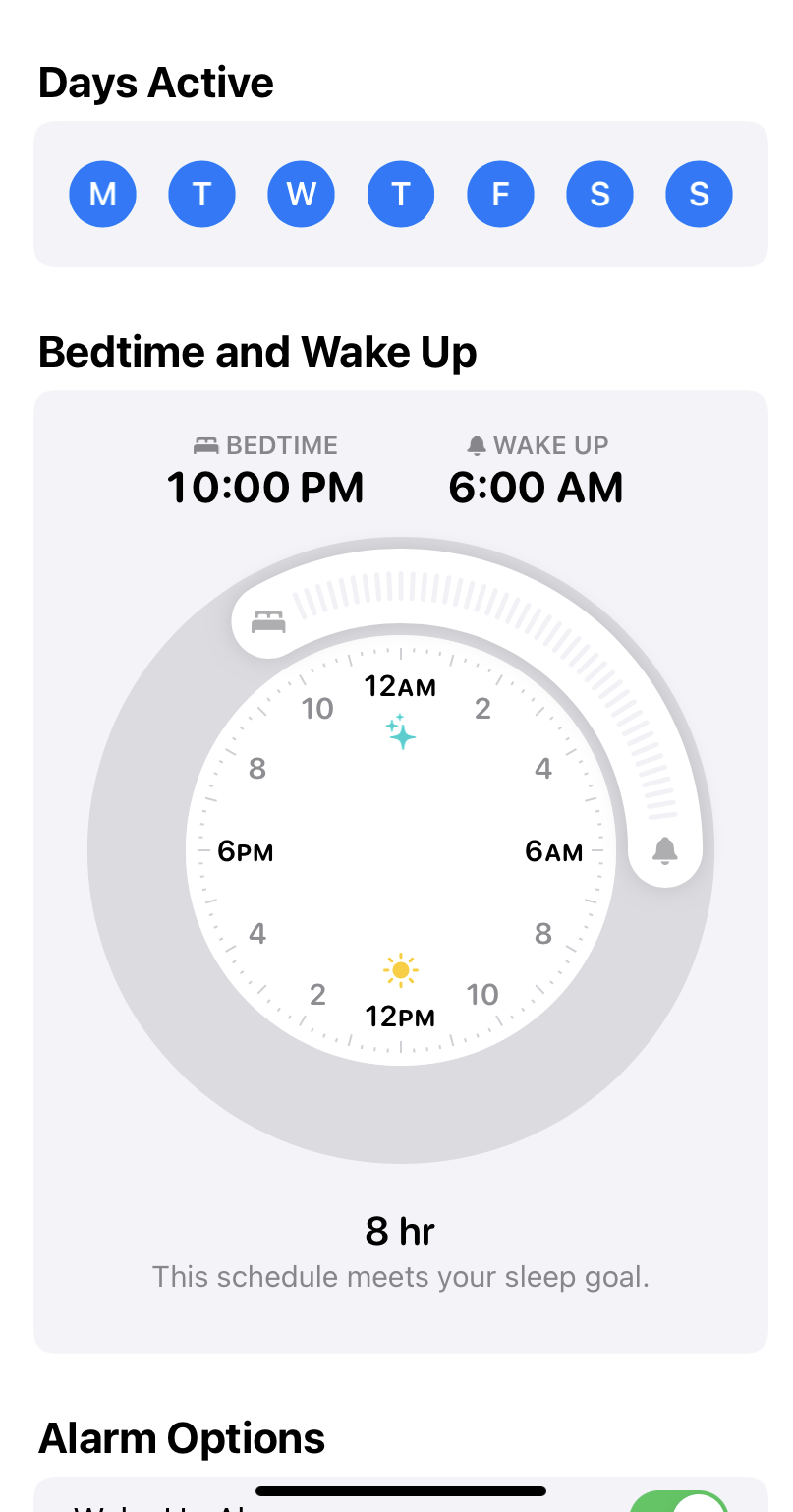 Come si configura una pianificazione in Apple Sleep.