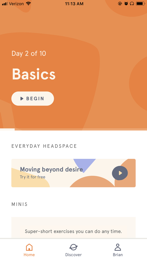 Headspace semplifica la meditazione suddividendola in piccole e utili sessioni.