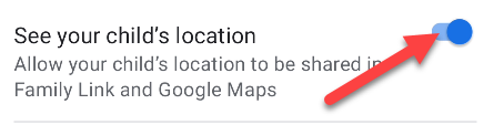 Disattiva "Vedi la posizione di tuo figlio".