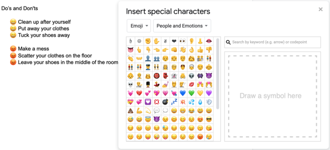 Emoji proiettili in Google Documenti