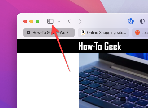 Fai clic sul pulsante "Barra laterale" nell'angolo in alto a sinistra di Safari su Mac.