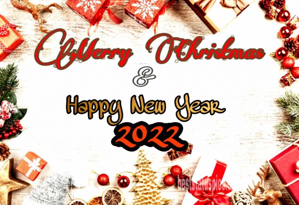 Felice anno nuovo 2022 e auguri di buon Natale con regali per amici e familiari