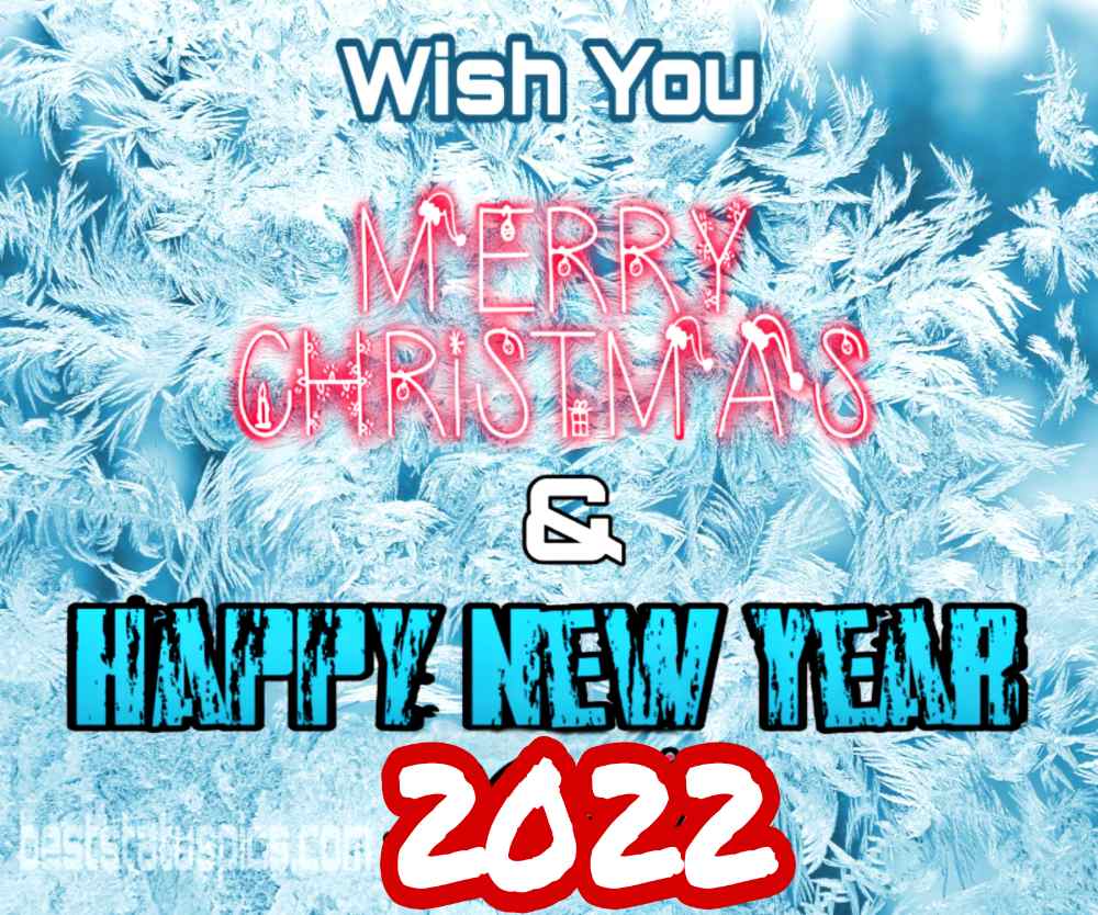 Simpatiche immagini di auguri di buon anno 2022 e buon Natale con albero d'inverno e neve