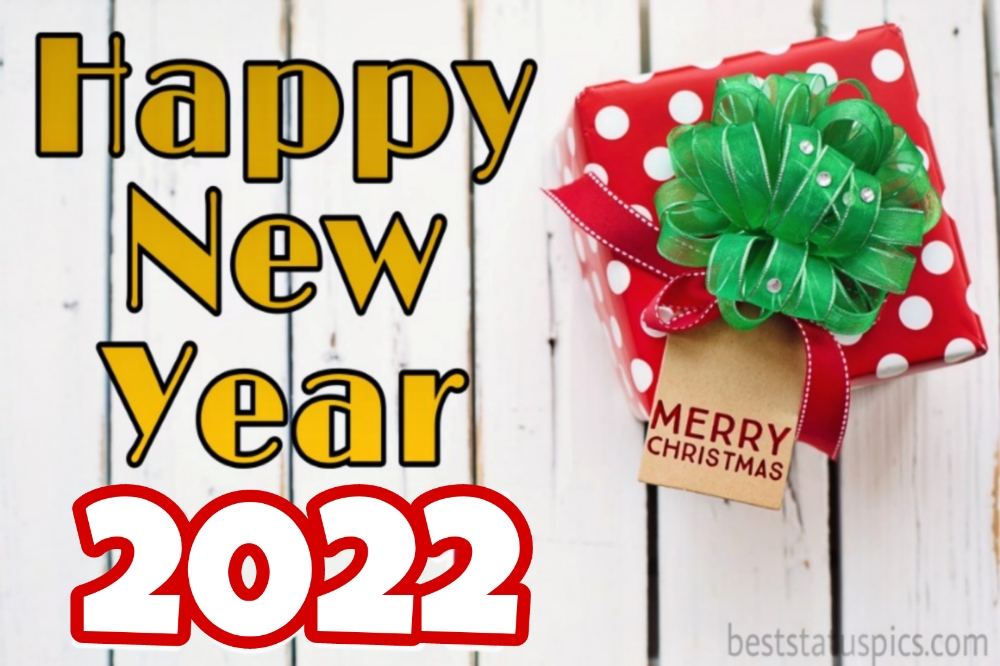 Bellissime immagini di Felice Anno Nuovo 2022 e Buon Natale con confezione regalo per amore