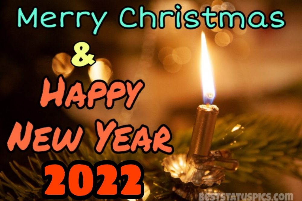 Bellissime immagini di Felice Anno Nuovo 2022 e Buon Natale con la candela