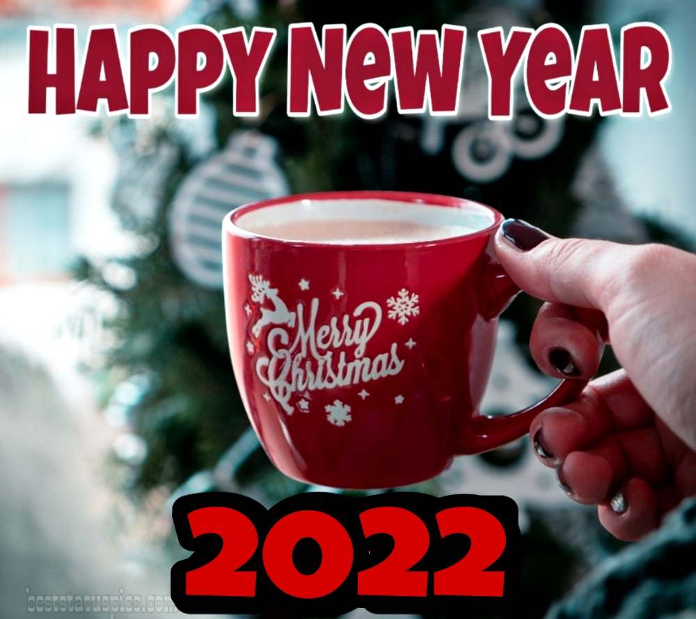 Immagini di auguri di buon anno 2022 e buon Natale con il caffè