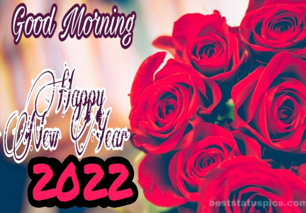 Immagini di buon anno 2022 e buongiorno con bouquet di rose