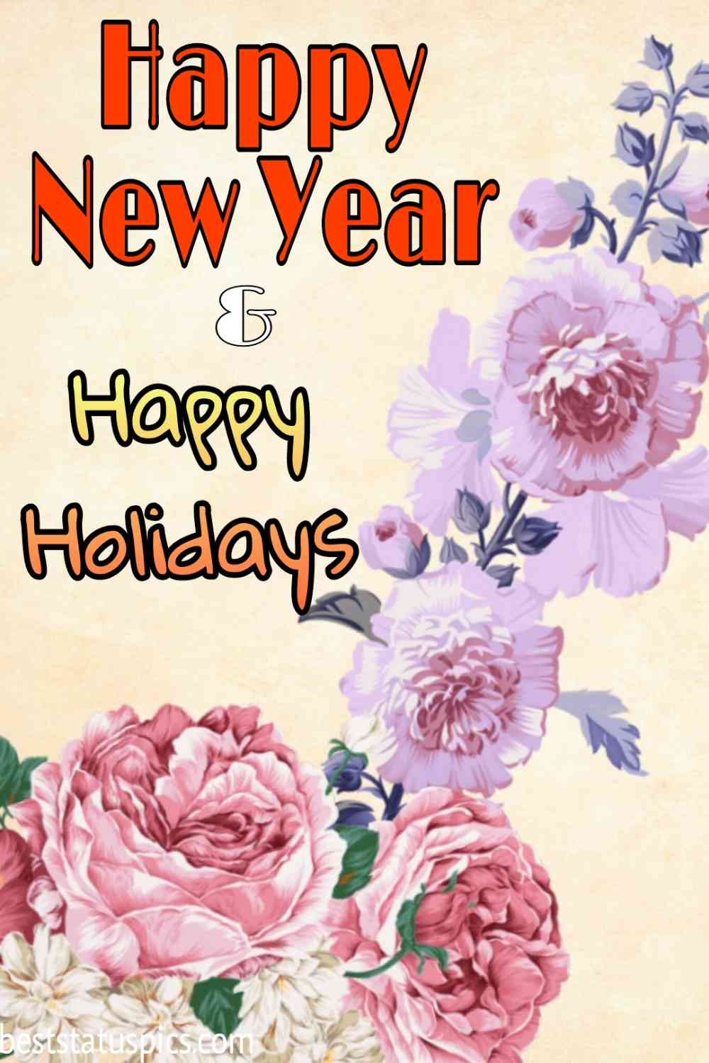 Buone vacanze Felice Anno Nuovo 2022 immagini con fiori e rose per Pinterest