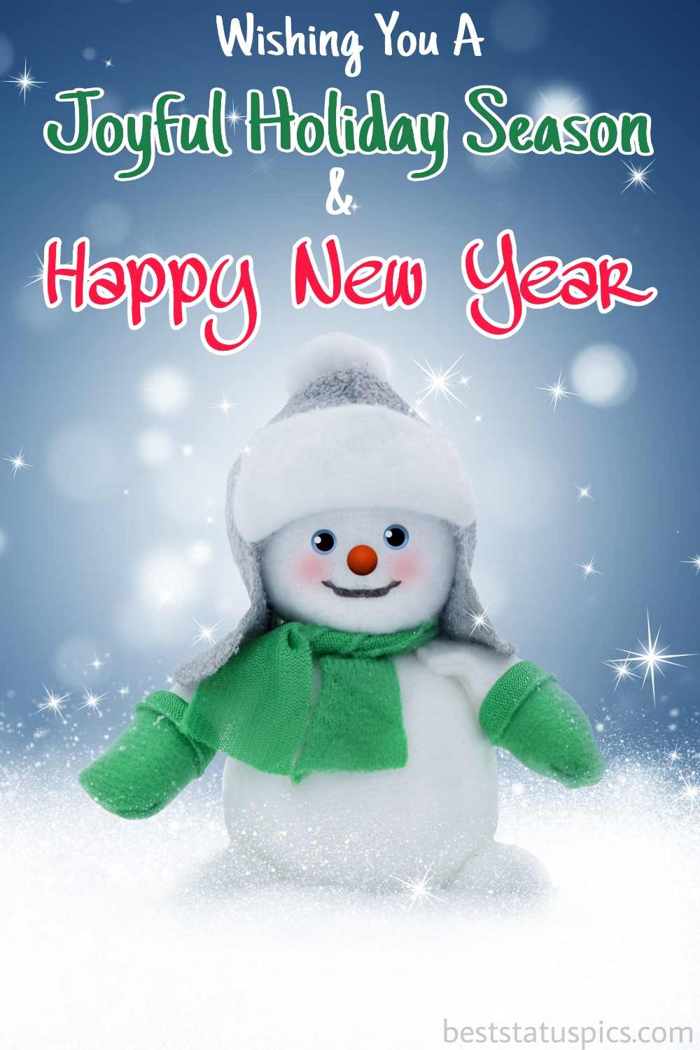 Buone vacanze e felice anno nuovo 2022 foto con pupazzo di neve per la storia di Instagram