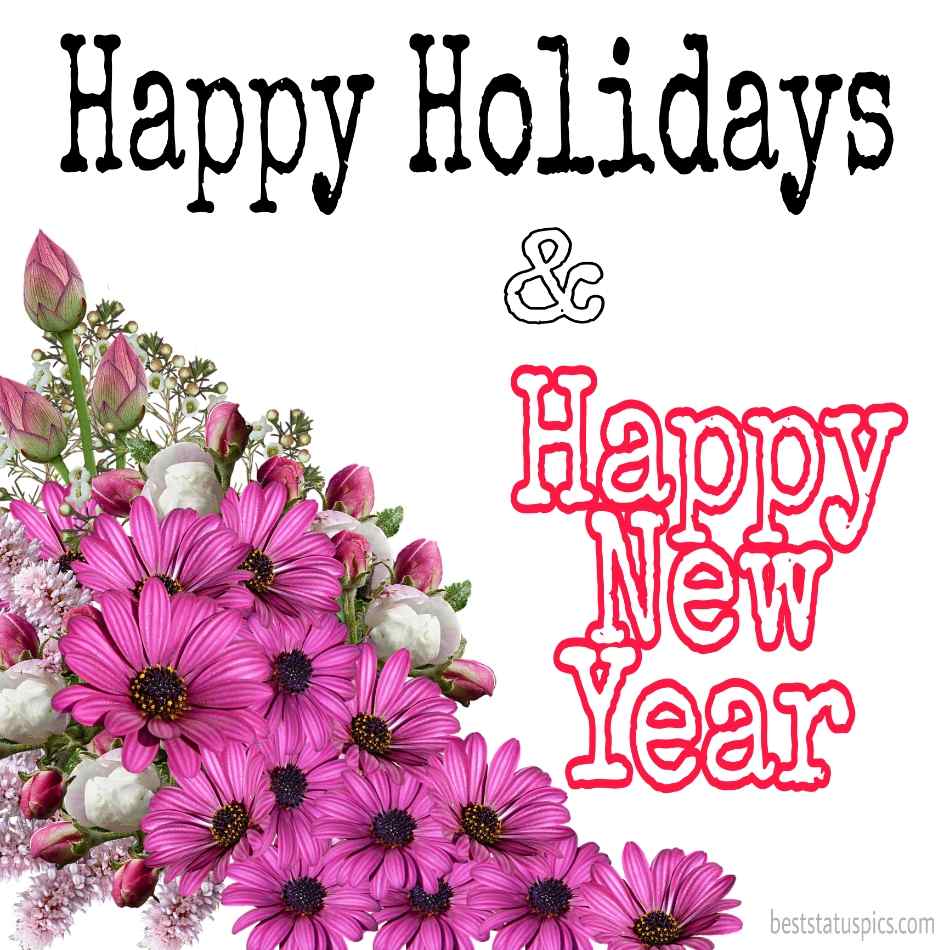 Auguri di buon anno 2022 e buone feste e cartoline con rose e fiori