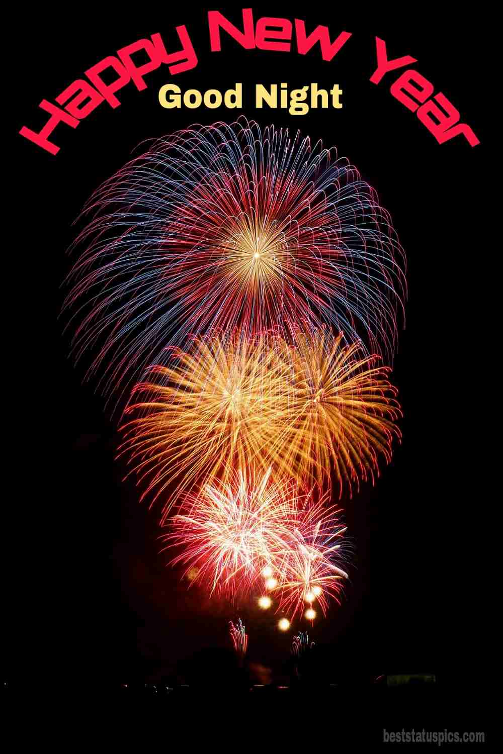 Felice anno nuovo 2022 e buona notte foto HD con fuochi d'artificio per lo stato di Whatsapp