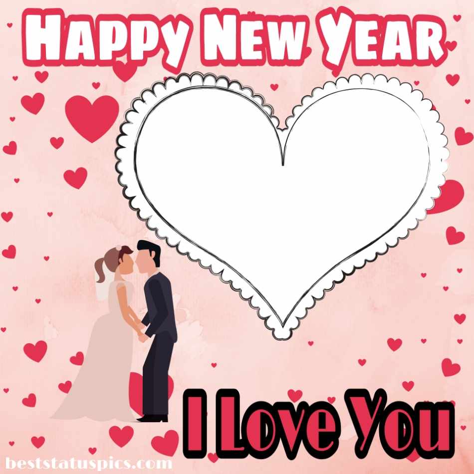 Felice anno nuovo 2022 e ti amo saluti e cartoline elettroniche HD con coppie romantiche e baci per fidanzata e fidanzato