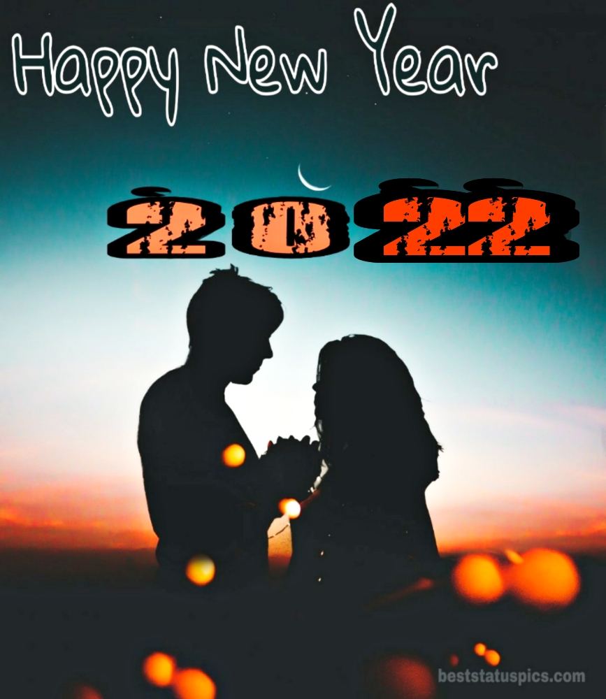 Romantico felice anno nuovo 2022 augura immagini con coppie per amante, fidanzato e fidanzata