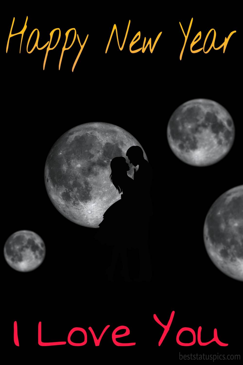 Romantico Felice anno nuovo 2022 e ti amo auguri foto con luna per amore