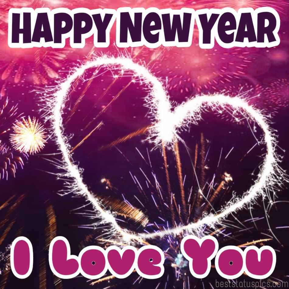 Felice anno nuovo 2022 e ti amo cita immagini con cuore d'amore per fidanzato e marito