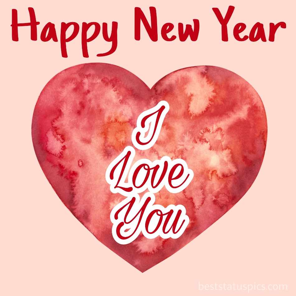 Romantico felice anno nuovo 2022 e ti amo auguri con cuore per la fidanzata