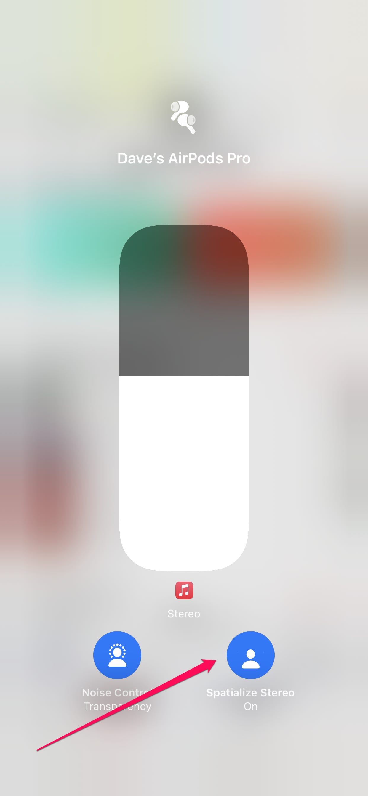 Il centro di controllo del volume in iOS.