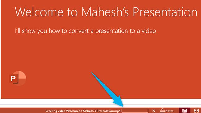 Avanzamento della conversione video in PowerPoint.