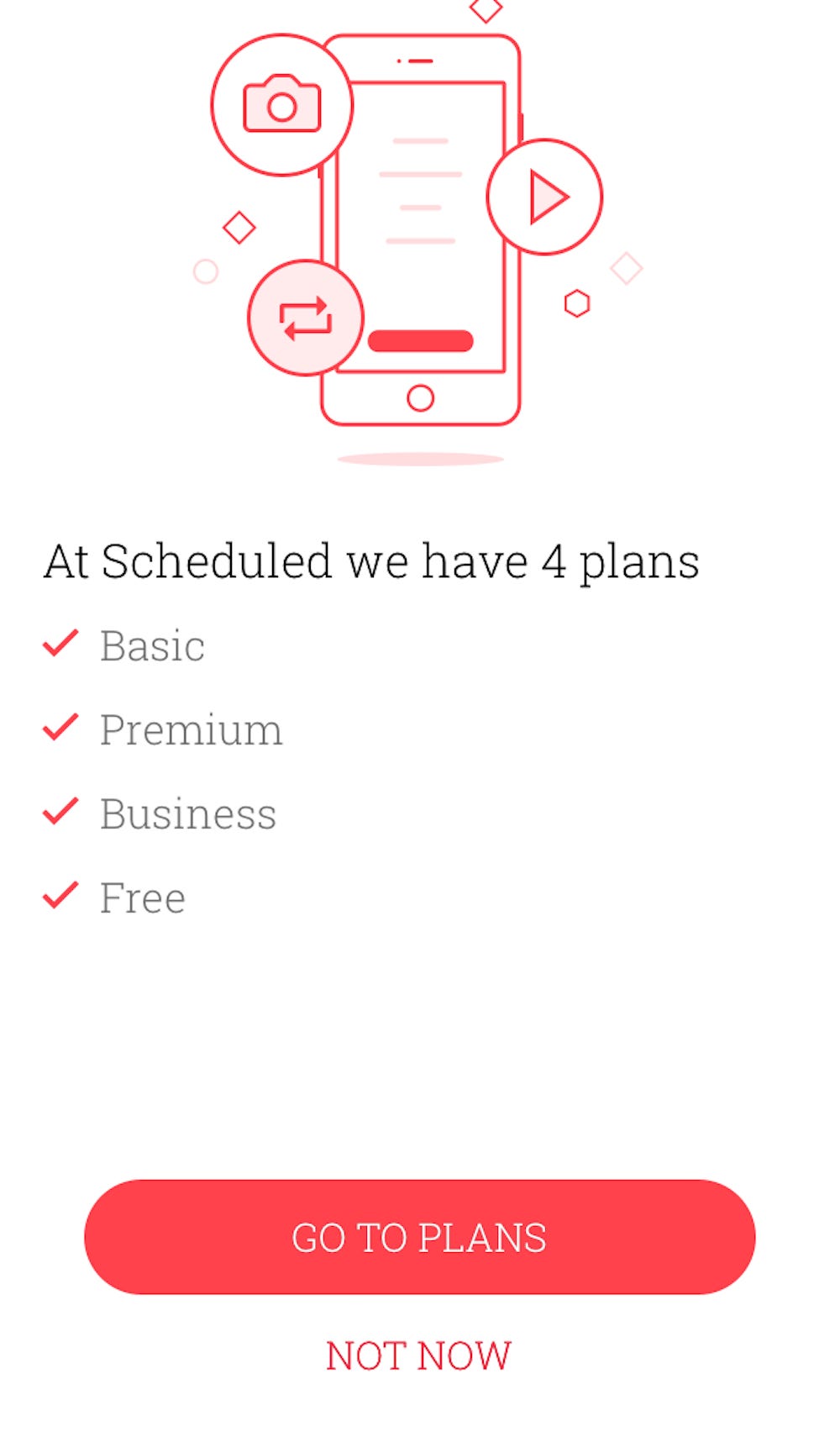 Screenshot della schermata dei piani per l'app Pianificata durante l'installazione