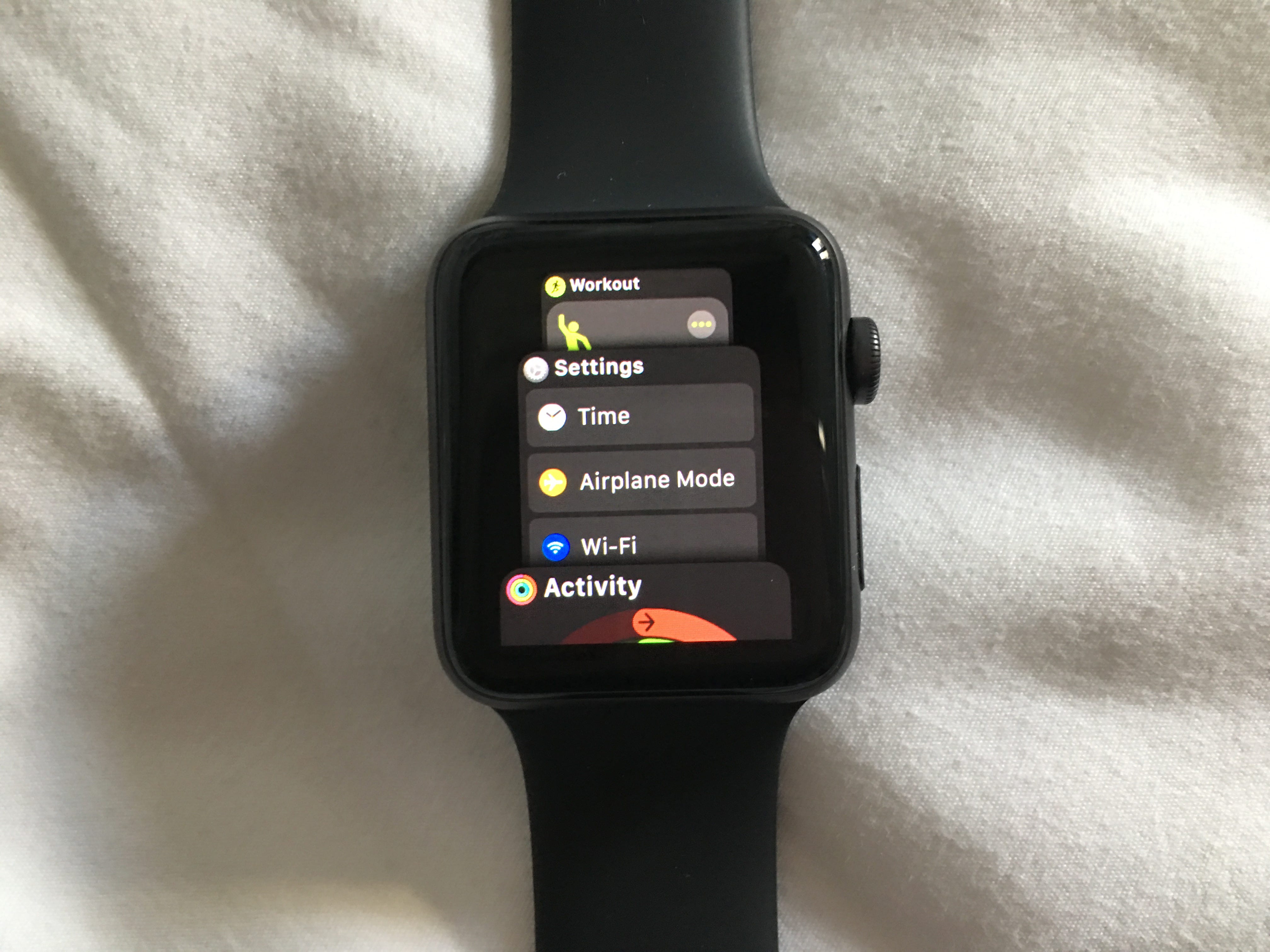 Il dock dell'app su un Apple Watch.