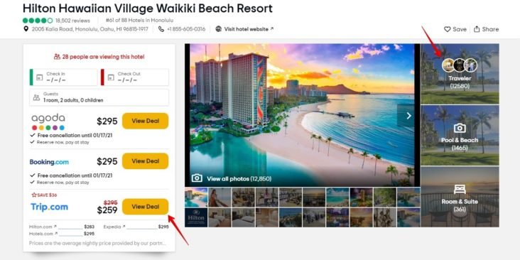 TripAdvisor Hotels Oahu Hilton dettaglio