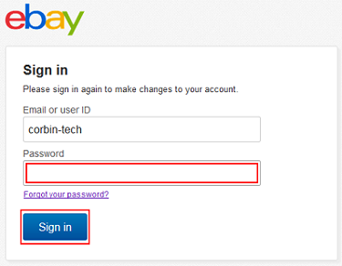 Accedi di nuovo a eBay per verificare la tua identità