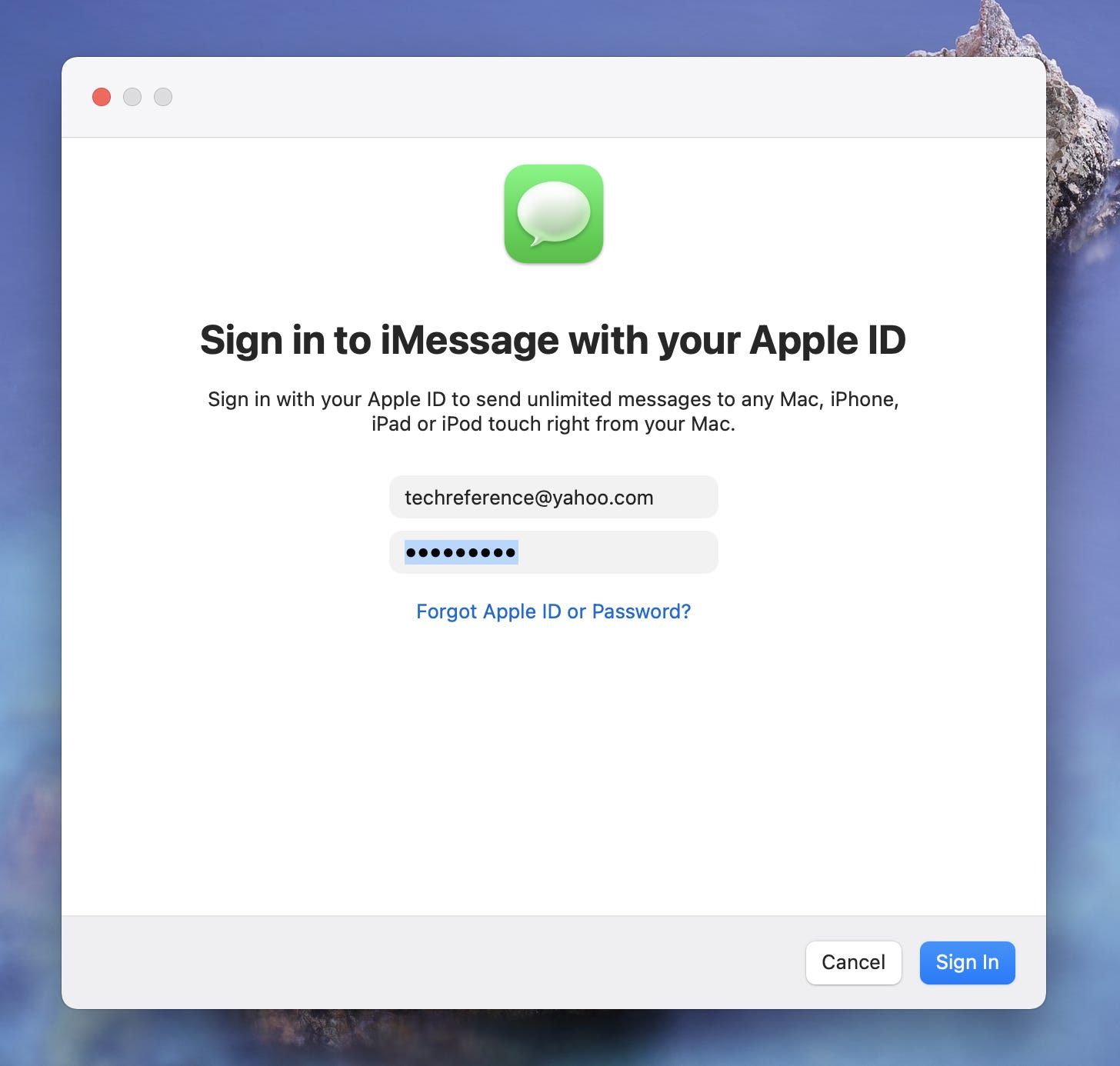 L'app Messaggi su un Mac.