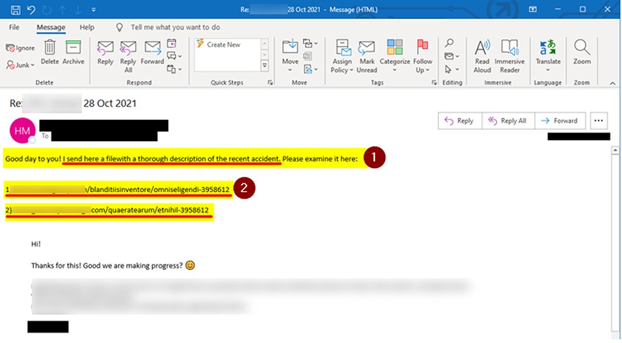 Esempio di email di phishing inviata ai dipendenti IKEA