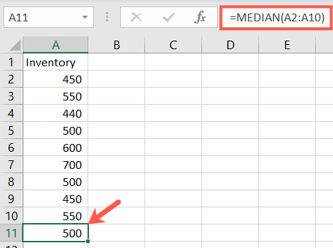 Funzione MEDIANA in Excel
