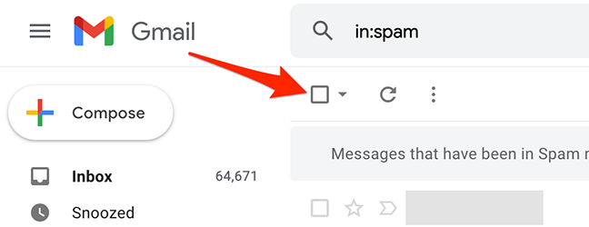 Fare clic sull'opzione "Seleziona" su Gmail.