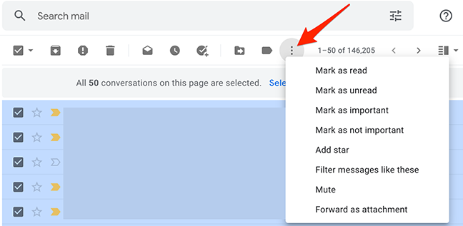 Altre azioni da applicare alle email su Gmail.