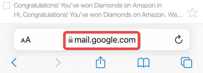 Digita l'indirizzo di Gmail nella barra degli indirizzi di Safari su iPhone o iPad.