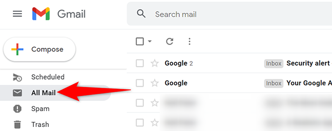Fai clic su "Tutti i messaggi" nella barra laterale sinistra su Gmail.