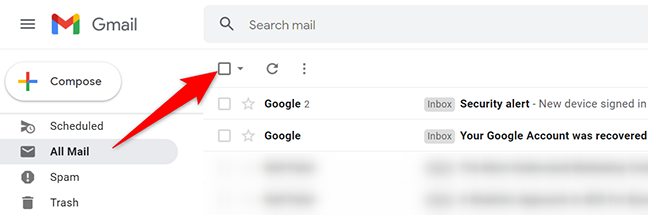 Seleziona tutte le email in Gmail.