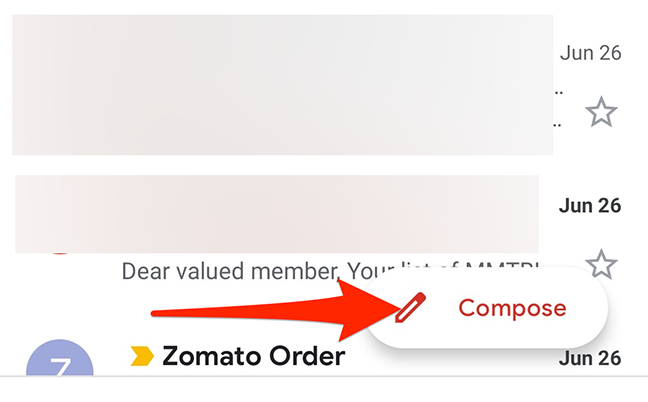 Tocca "Componi" nell'app Gmail.